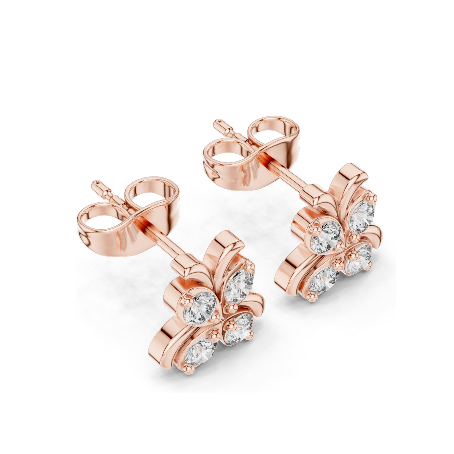 0.36 CT Butterfly Lab Diamond Stud Earrings | VVS-VS EF Clarity | 18KT, 14KT, 10KT Gold & 925 Silver | Rose, Yellow, White Gold | Moissanite Option