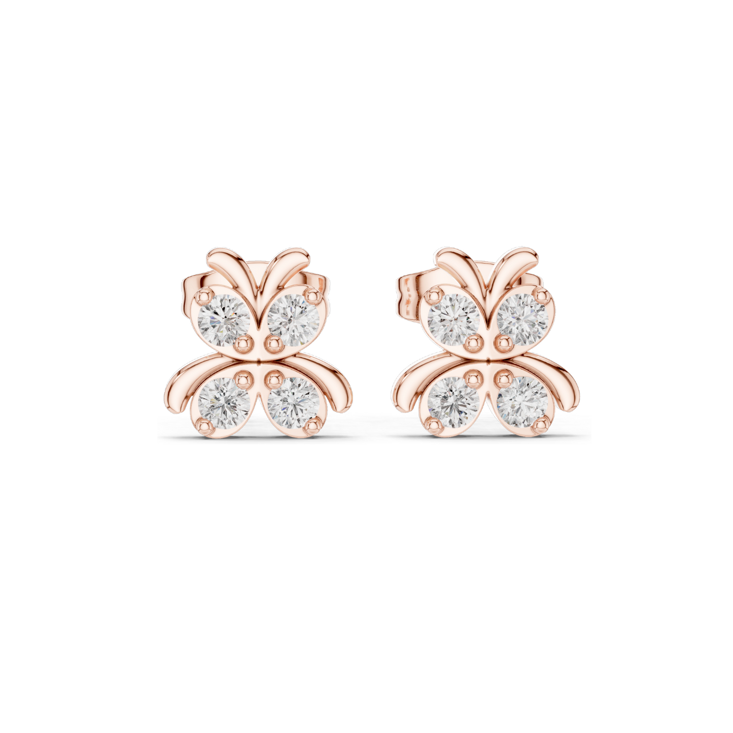 0.36 CT Butterfly Lab Diamond Stud Earrings | VVS-VS EF Clarity | 18KT, 14KT, 10KT Gold & 925 Silver | Rose, Yellow, White Gold | Moissanite Option