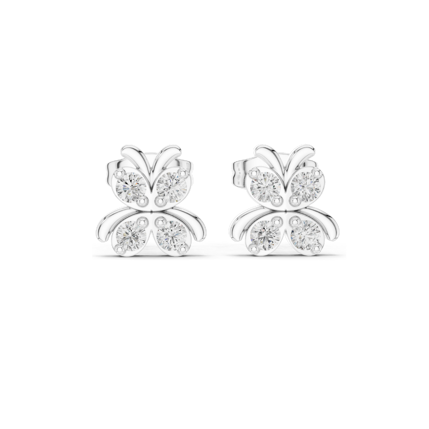 0.36 CT Butterfly Lab Diamond Stud Earrings | VVS-VS EF Clarity | 18KT, 14KT, 10KT Gold & 925 Silver | Rose, Yellow, White Gold | Moissanite Option