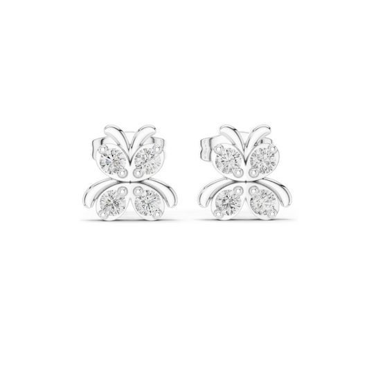 0.36 CT Butterfly Lab Diamond Stud Earrings | VVS-VS EF Clarity | 18KT, 14KT, 10KT Gold & 925 Silver | Rose, Yellow, White Gold | Moissanite Option