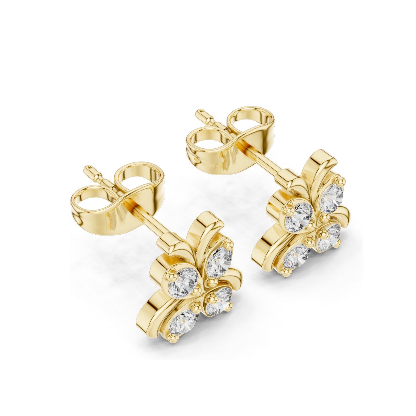 0.36 CT Butterfly Lab Diamond Stud Earrings | VVS-VS EF Clarity | 18KT, 14KT, 10KT Gold & 925 Silver | Rose, Yellow, White Gold | Moissanite Option