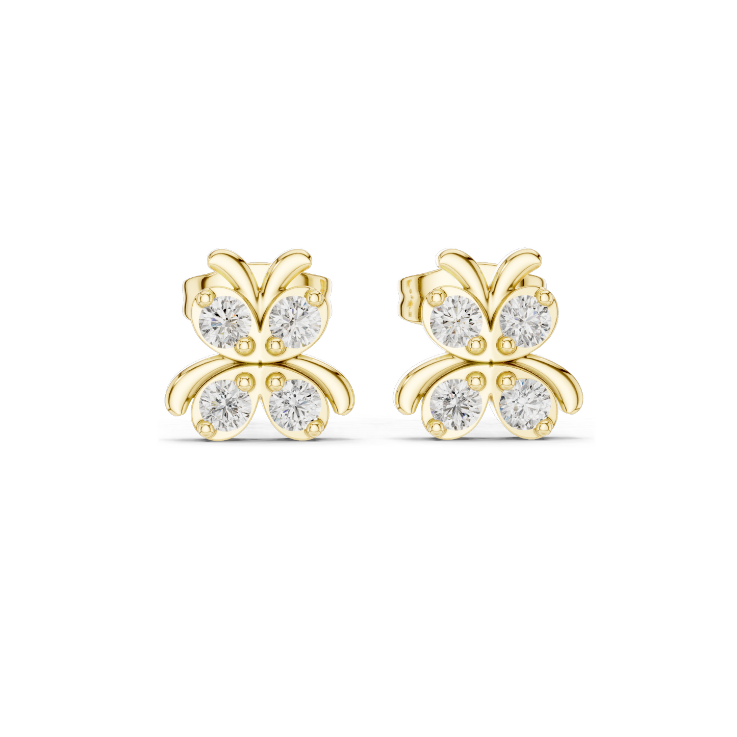 0.36 CT Butterfly Lab Diamond Stud Earrings | VVS-VS EF Clarity | 18KT, 14KT, 10KT Gold & 925 Silver | Rose, Yellow, White Gold | Moissanite Option