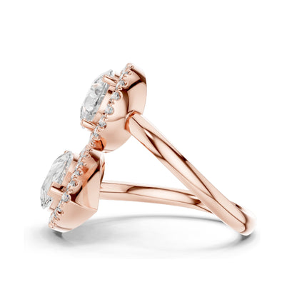 0.64 CT Pear Shaped Lab Diamond Halo Ring for Women | VVS-VS EF Clarity | 18KT, 14KT, 10KT Gold & 925 Silver | Rose, Yellow, White Gold & Moissanite Options