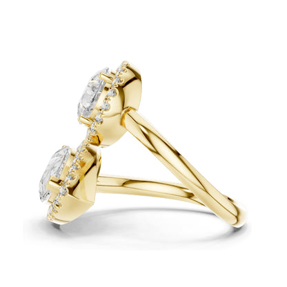 0.64 CT Pear Shaped Lab Diamond Halo Ring for Women | VVS-VS EF Clarity | 18KT, 14KT, 10KT Gold & 925 Silver | Rose, Yellow, White Gold & Moissanite Options