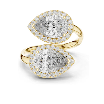 0.64 CT Pear Shaped Lab Diamond Halo Ring for Women | VVS-VS EF Clarity | 18KT, 14KT, 10KT Gold & 925 Silver | Rose, Yellow, White Gold & Moissanite Options