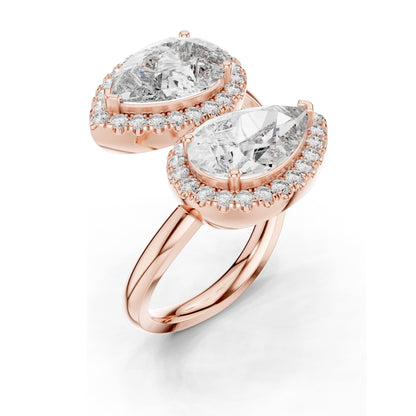 0.64 CT Pear Shaped Lab Diamond Halo Ring for Women | VVS-VS EF Clarity | 18KT, 14KT, 10KT Gold & 925 Silver | Rose, Yellow, White Gold & Moissanite Options