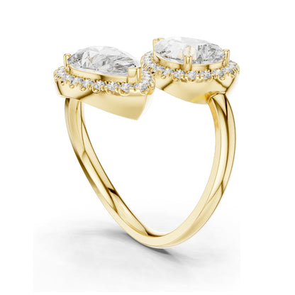 0.64 CT Pear Shaped Lab Diamond Halo Ring for Women | VVS-VS EF Clarity | 18KT, 14KT, 10KT Gold & 925 Silver | Rose, Yellow, White Gold & Moissanite Options