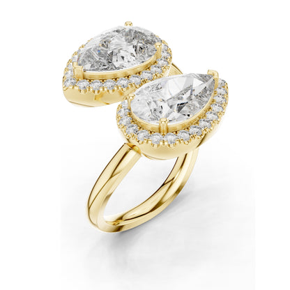 0.64 CT Pear Shaped Lab Diamond Halo Ring for Women | VVS-VS EF Clarity | 18KT, 14KT, 10KT Gold & 925 Silver | Rose, Yellow, White Gold & Moissanite Options