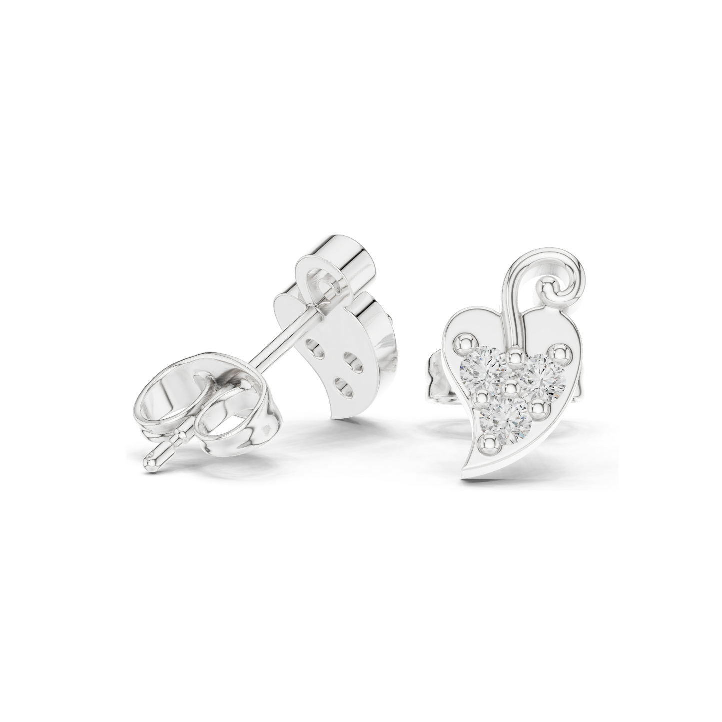 0.21 CT Lab Diamond Heart Leaf Stud Earrings | VVS-VS EF CVD Stones | 18KT, 14KT, 10KT Gold & 925 Silver | White, Yellow, Rose Gold | Moissanite & Lab Diamond Options
