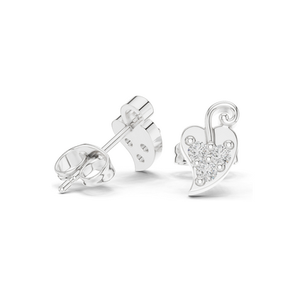 0.21 CT Lab Diamond Heart Leaf Stud Earrings | VVS-VS EF CVD Stones | 18KT, 14KT, 10KT Gold & 925 Silver | White, Yellow, Rose Gold | Moissanite & Lab Diamond Options