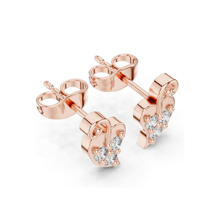 0.21 CT Lab Diamond Heart Leaf Stud Earrings | VVS-VS EF CVD Stones | 18KT, 14KT, 10KT Gold & 925 Silver | White, Yellow, Rose Gold | Moissanite & Lab Diamond Options