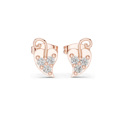 0.21 CT Lab Diamond Heart Leaf Stud Earrings | VVS-VS EF CVD Stones | 18KT, 14KT, 10KT Gold & 925 Silver | White, Yellow, Rose Gold | Moissanite & Lab Diamond Options