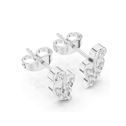 0.21 CT Lab Diamond Heart Leaf Stud Earrings | VVS-VS EF CVD Stones | 18KT, 14KT, 10KT Gold & 925 Silver | White, Yellow, Rose Gold | Moissanite & Lab Diamond Options