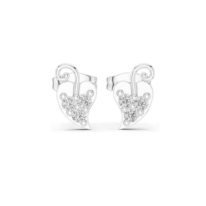0.21 CT Lab Diamond Heart Leaf Stud Earrings | VVS-VS EF CVD Stones | 18KT, 14KT, 10KT Gold & 925 Silver | White, Yellow, Rose Gold | Moissanite & Lab Diamond Options