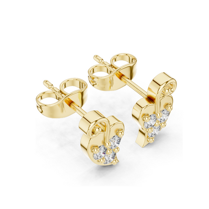 0.21 CT Lab Diamond Heart Leaf Stud Earrings | VVS-VS EF CVD Stones | 18KT, 14KT, 10KT Gold & 925 Silver | White, Yellow, Rose Gold | Moissanite & Lab Diamond Options