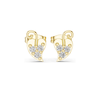 0.21 CT Lab Diamond Heart Leaf Stud Earrings | VVS-VS EF CVD Stones | 18KT, 14KT, 10KT Gold & 925 Silver | White, Yellow, Rose Gold | Moissanite & Lab Diamond Options