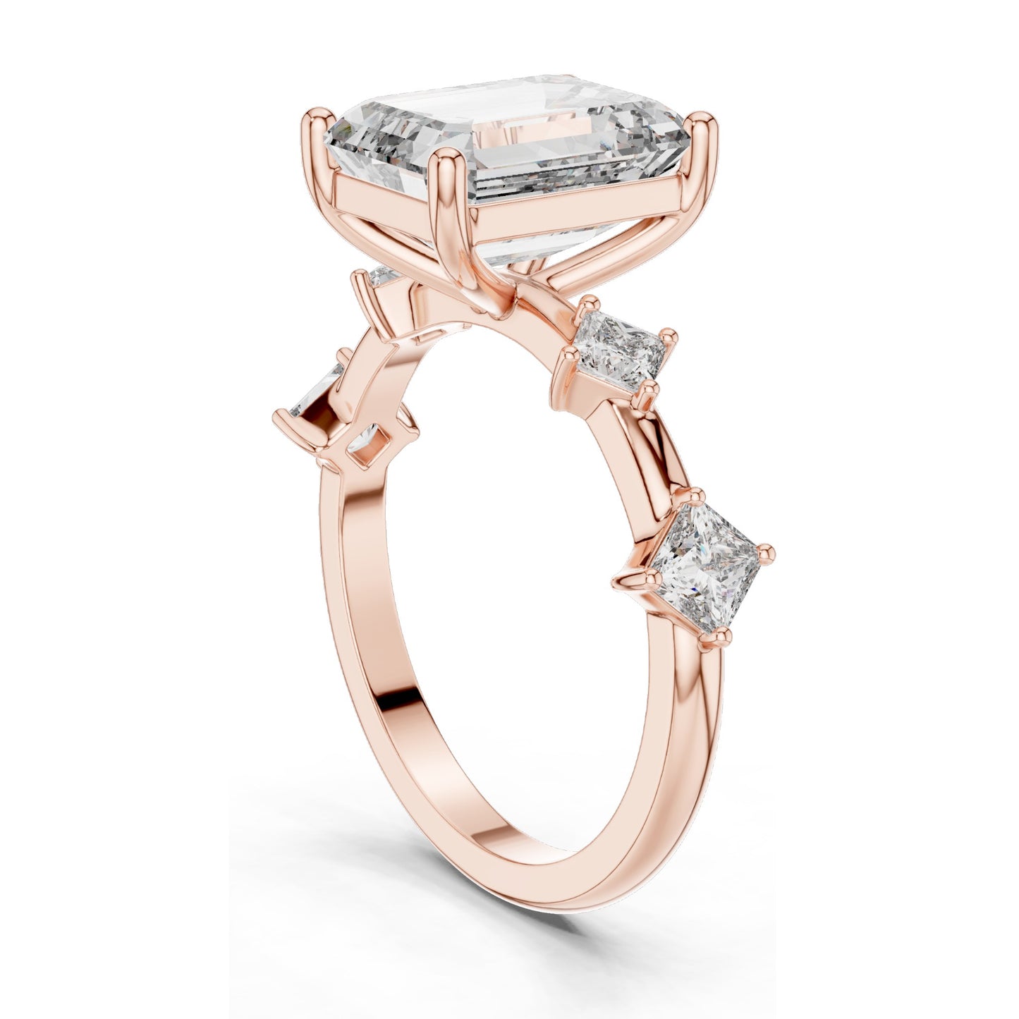 4.25 CT Emerald-Cut Lab Diamond Three-Stone Ring for Women | VVS-VS EF Clarity | 18KT, 14KT, 10KT Gold & 925 Silver | Moissanite & Rose, Yellow, White Gold Options