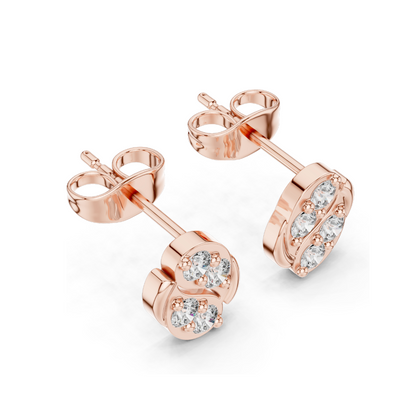 0.32 CT Lab Diamond Designer Stud Earrings | VVS–VS EF Clarity | 18KT, 14KT, 10KT Gold & 925 Silver | Rose, Yellow, White Gold & Moissanite Options