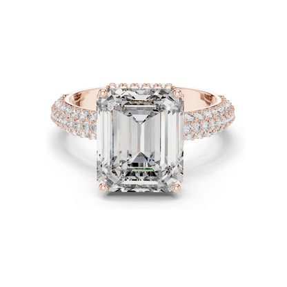 6.004 CT Emerald Cut Lab Diamond Ring for Women | VVS-VS EF Clarity | 18KT, 14KT, 10KT Gold & 925 Silver | Rose, Yellow, White Gold & Moissanite Options
