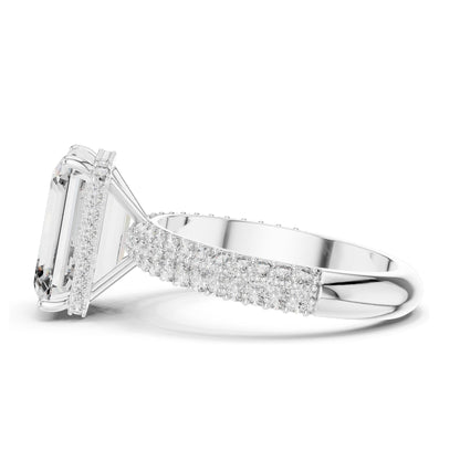 6.004 CT Emerald Cut Lab Diamond Ring for Women | VVS-VS EF Clarity | 18KT, 14KT, 10KT Gold & 925 Silver | Rose, Yellow, White Gold & Moissanite Options