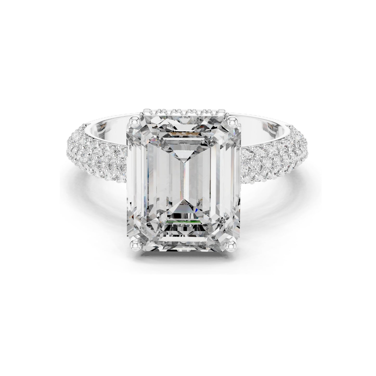 6.004 CT Emerald Cut Lab Diamond Ring for Women | VVS-VS EF Clarity | 18KT, 14KT, 10KT Gold & 925 Silver | Rose, Yellow, White Gold & Moissanite Options
