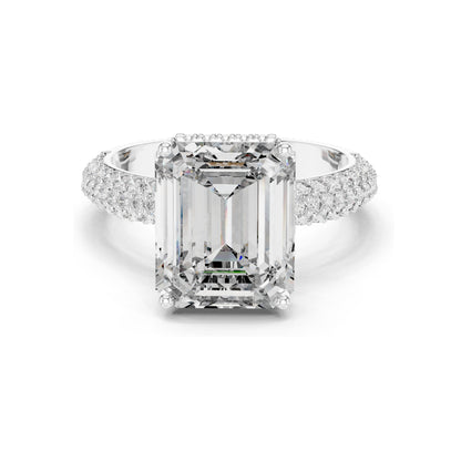 6.004 CT Emerald Cut Lab Diamond Ring for Women | VVS-VS EF Clarity | 18KT, 14KT, 10KT Gold & 925 Silver | Rose, Yellow, White Gold & Moissanite Options