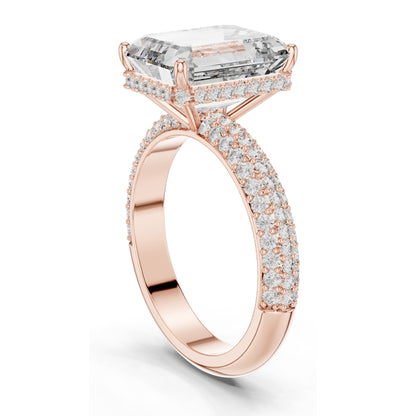 6.004 CT Emerald Cut Lab Diamond Ring for Women | VVS-VS EF Clarity | 18KT, 14KT, 10KT Gold & 925 Silver | Rose, Yellow, White Gold & Moissanite Options