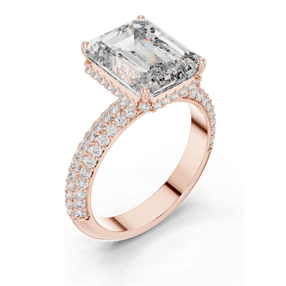 6.004 CT Emerald Cut Lab Diamond Ring for Women | VVS-VS EF Clarity | 18KT, 14KT, 10KT Gold & 925 Silver | Rose, Yellow, White Gold & Moissanite Options