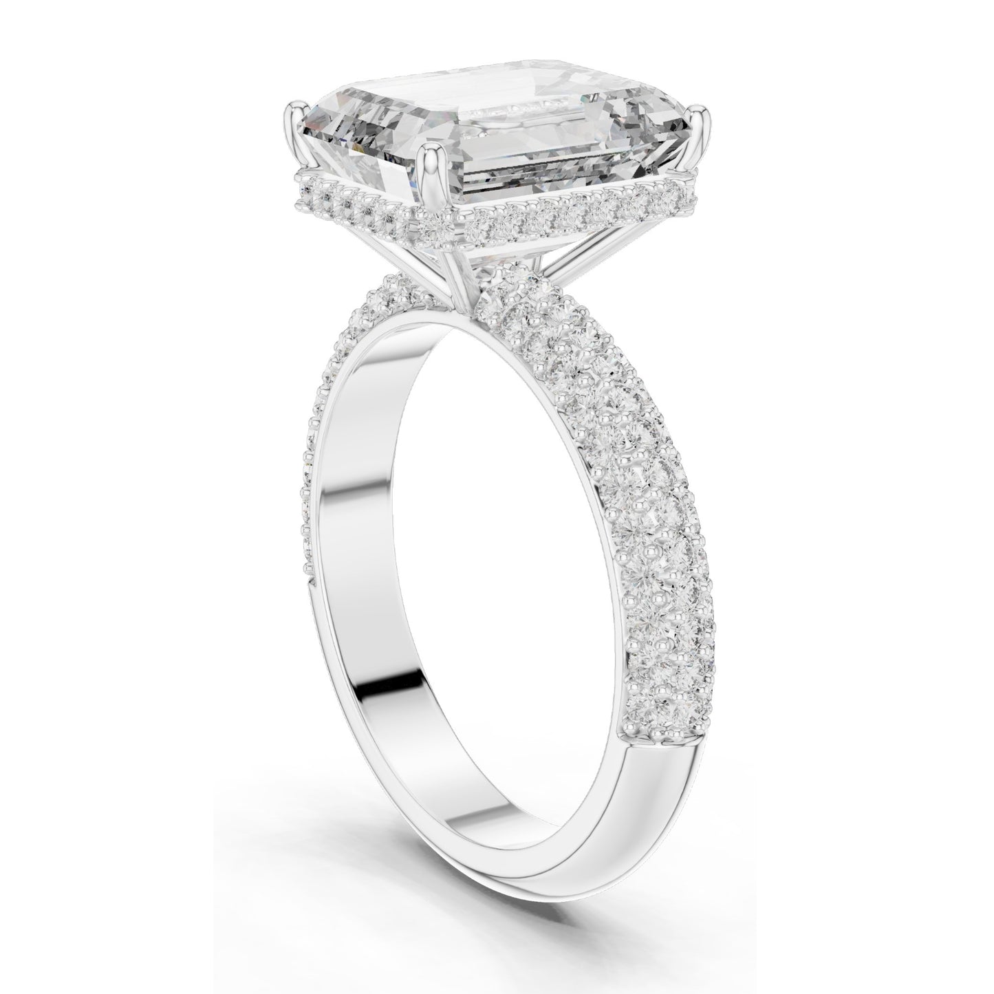 6.004 CT Emerald Cut Lab Diamond Ring for Women | VVS-VS EF Clarity | 18KT, 14KT, 10KT Gold & 925 Silver | Rose, Yellow, White Gold & Moissanite Options