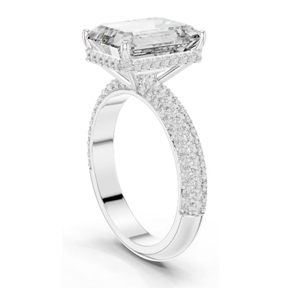 6.004 CT Emerald Cut Lab Diamond Ring for Women | VVS-VS EF Clarity | 18KT, 14KT, 10KT Gold & 925 Silver | Rose, Yellow, White Gold & Moissanite Options