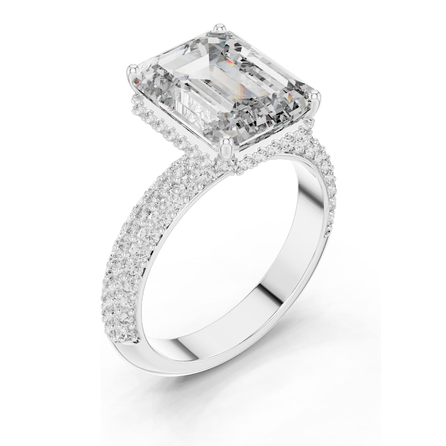 6.004 CT Emerald Cut Lab Diamond Ring for Women | VVS-VS EF Clarity | 18KT, 14KT, 10KT Gold & 925 Silver | Rose, Yellow, White Gold & Moissanite Options