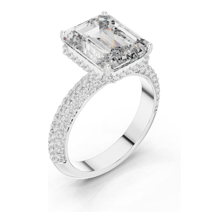 6.004 CT Emerald Cut Lab Diamond Ring for Women | VVS-VS EF Clarity | 18KT, 14KT, 10KT Gold & 925 Silver | Rose, Yellow, White Gold & Moissanite Options