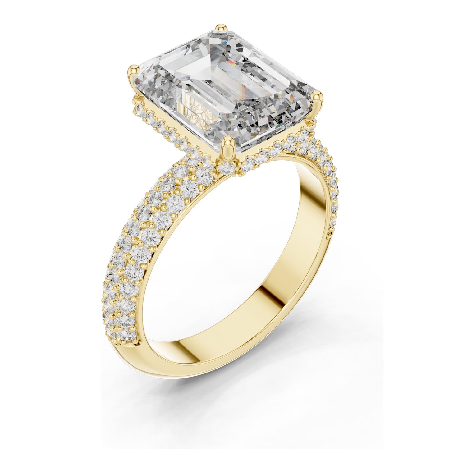 6.004 CT Emerald Cut Lab Diamond Ring for Women | VVS-VS EF Clarity | 18KT, 14KT, 10KT Gold & 925 Silver | Rose, Yellow, White Gold & Moissanite Options