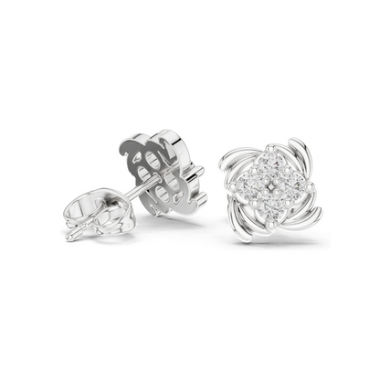 0.36 CT Lab Diamond Cluster Swirl Stud Earrings | VVS-VS EF Clarity | 18KT, 14KT, 10KT Gold & 925 Silver | Rose, Yellow, White Gold | Floral Design | Moissanite Option