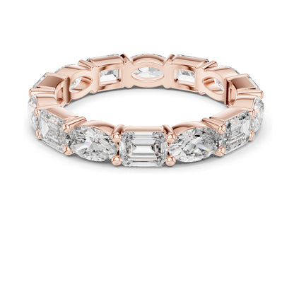 2.16 CT Alternating Emerald & Marquise Cut Lab Diamond Eternity Ring | VVS-VS EF Clarity | 18KT, 14KT, 10KT Gold & 925 Silver | Moissanite & Rose, Yellow, White Gold Options
