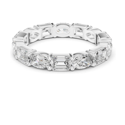2.16 CT Alternating Emerald & Marquise Cut Lab Diamond Eternity Ring | VVS-VS EF Clarity | 18KT, 14KT, 10KT Gold & 925 Silver | Moissanite & Rose, Yellow, White Gold Options