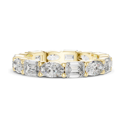 2.16 CT Alternating Emerald & Marquise Cut Lab Diamond Eternity Ring | VVS-VS EF Clarity | 18KT, 14KT, 10KT Gold & 925 Silver | Moissanite & Rose, Yellow, White Gold Options