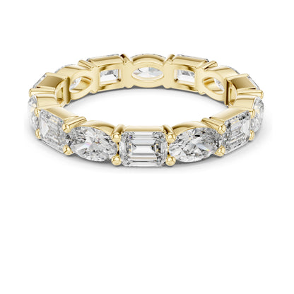 2.16 CT Alternating Emerald & Marquise Cut Lab Diamond Eternity Ring | VVS-VS EF Clarity | 18KT, 14KT, 10KT Gold & 925 Silver | Moissanite & Rose, Yellow, White Gold Options