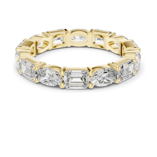 2.16 CT Alternating Emerald & Marquise Cut Lab Diamond Eternity Ring | VVS-VS EF Clarity | 18KT, 14KT, 10KT Gold & 925 Silver | Moissanite & Rose, Yellow, White Gold Options