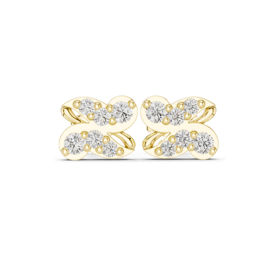 0.54 CT Lab Diamond Designer Butterfly Earrings in 18KT, 14KT, 10KT Gold & 925 Silver | VVS–VS EF CVD Diamonds | Rose, Yellow, White Gold & Moissanite Options