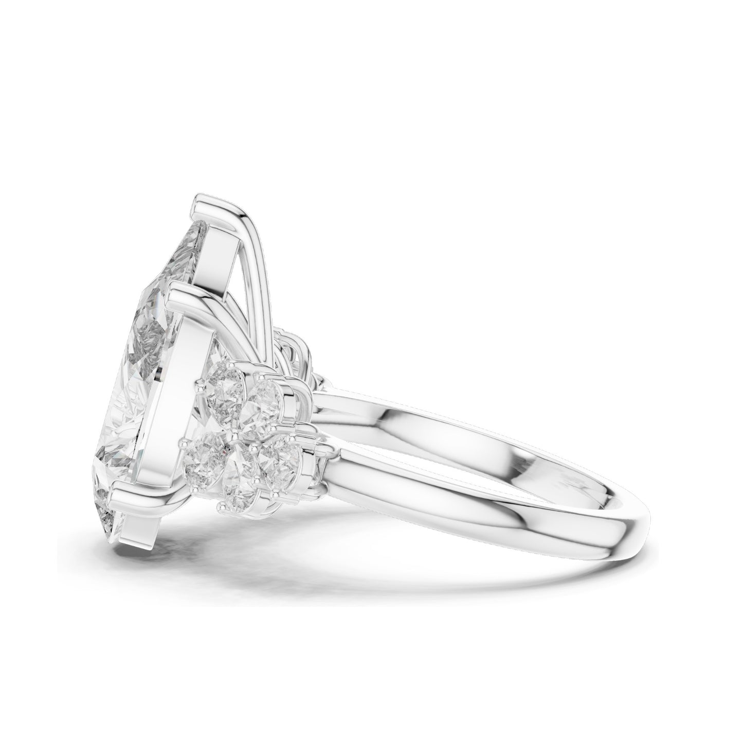 6.8 CT Pear-Shaped Lab Diamond Floral Ring for Women | VVS-VS EF Clarity | 18KT, 14KT, 10KT Gold & 925 Silver | Rose, Yellow, White Gold & Moissanite Options