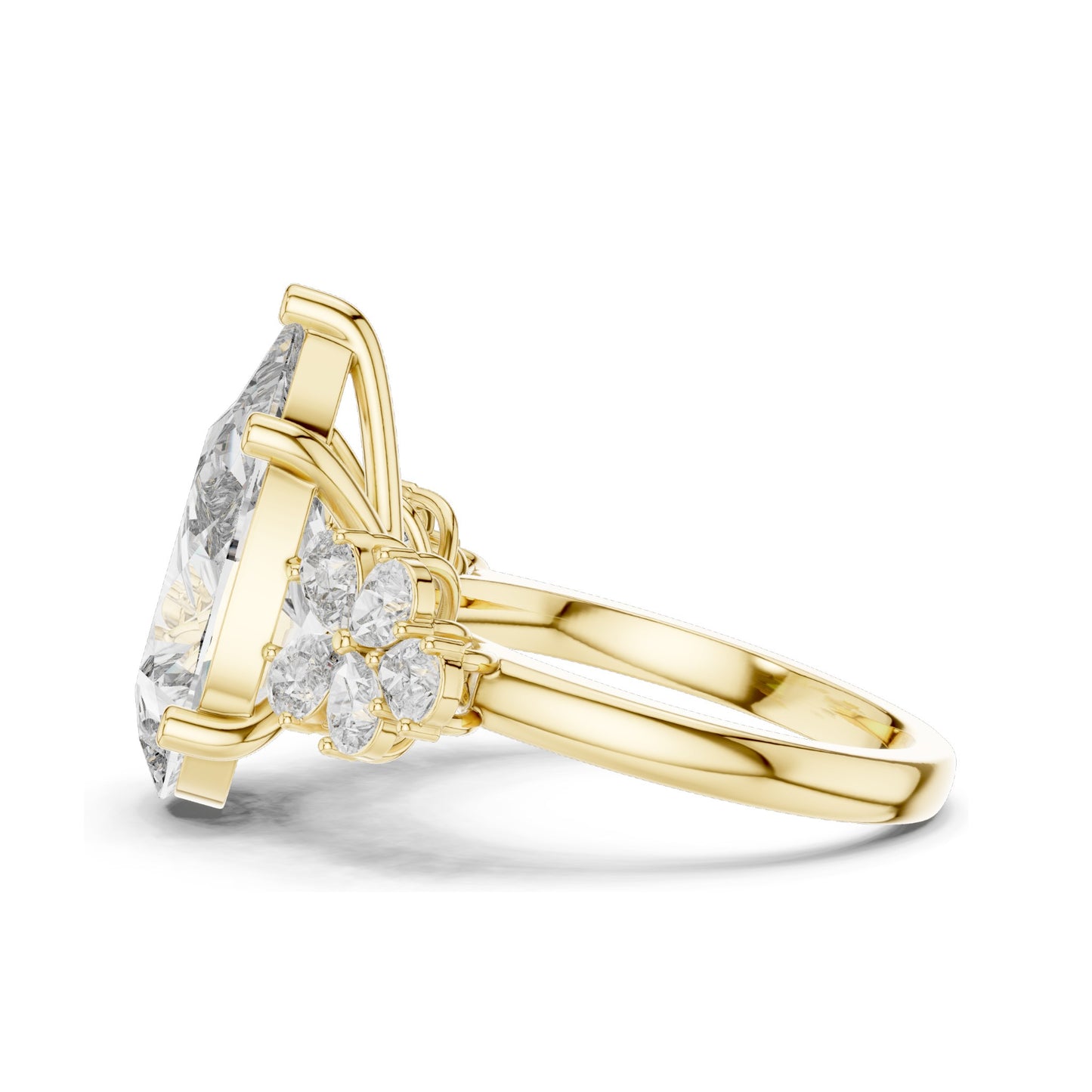 6.8 CT Pear-Shaped Lab Diamond Floral Ring for Women | VVS-VS EF Clarity | 18KT, 14KT, 10KT Gold & 925 Silver | Rose, Yellow, White Gold & Moissanite Options