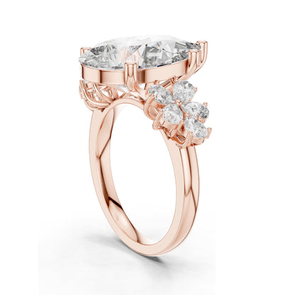 6.8 CT Pear-Shaped Lab Diamond Floral Ring for Women | VVS-VS EF Clarity | 18KT, 14KT, 10KT Gold & 925 Silver | Rose, Yellow, White Gold & Moissanite Options