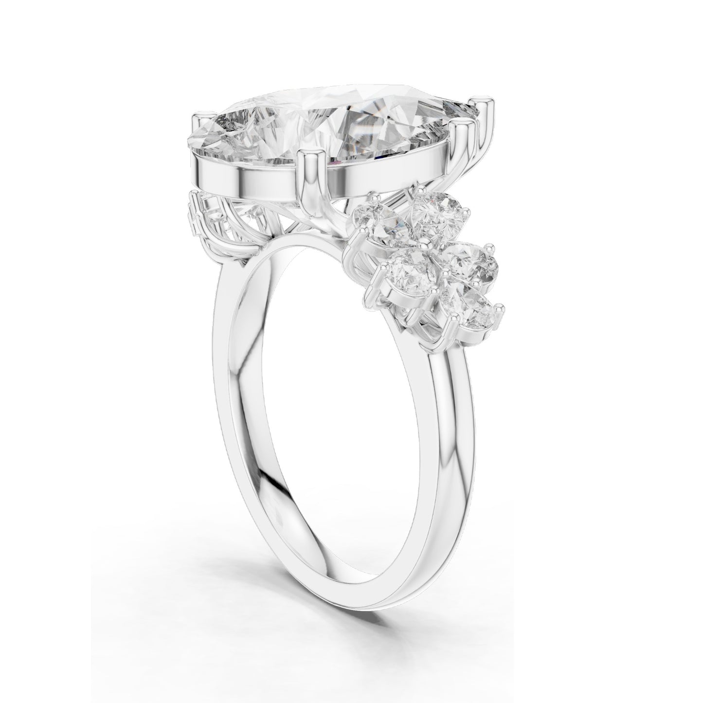 6.8 CT Pear-Shaped Lab Diamond Floral Ring for Women | VVS-VS EF Clarity | 18KT, 14KT, 10KT Gold & 925 Silver | Rose, Yellow, White Gold & Moissanite Options