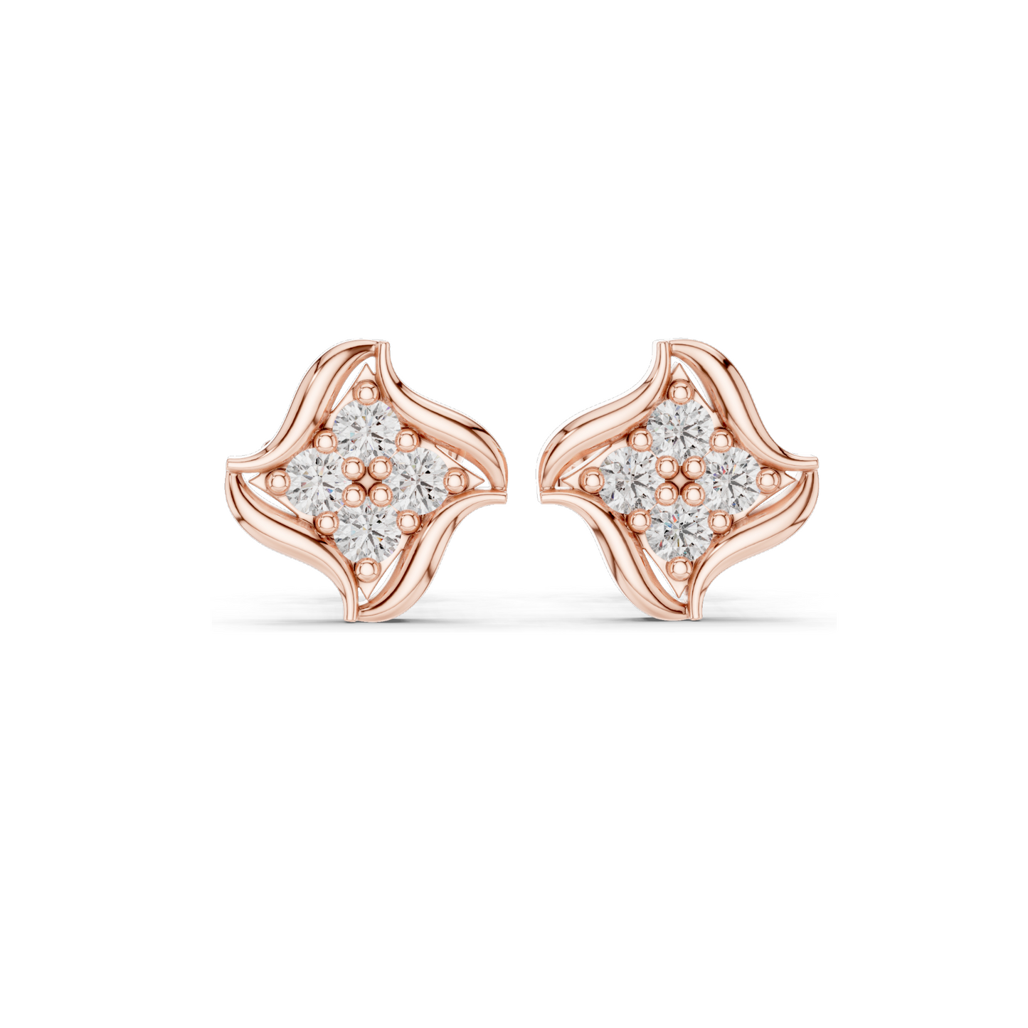 3.51 CT Lab Diamond Star Cluster Stud Earrings | VVS-VS EF Clarity | 18KT, 14KT, 10KT Gold & 925 Silver | Rose, Yellow, White Gold & Moissanite Options