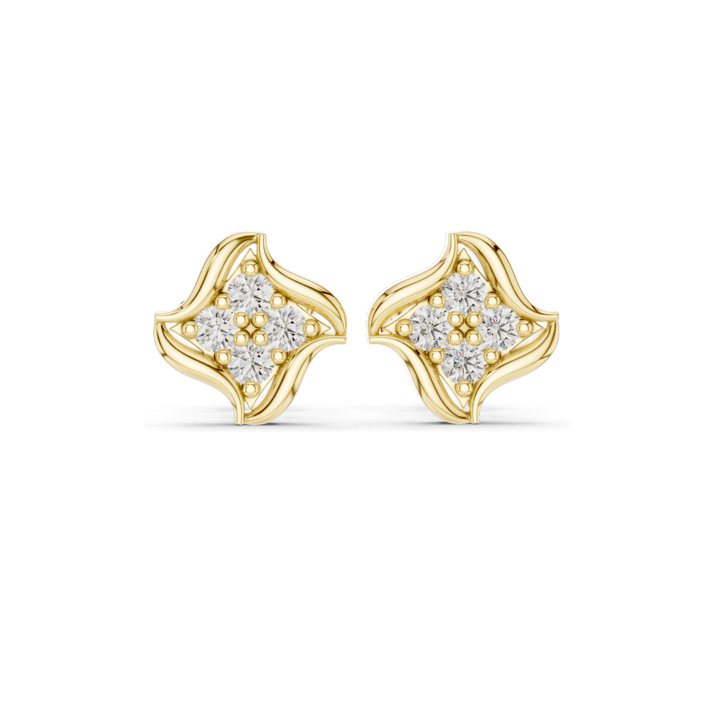 3.51 CT Lab Diamond Star Cluster Stud Earrings | VVS-VS EF Clarity | 18KT, 14KT, 10KT Gold & 925 Silver | Rose, Yellow, White Gold & Moissanite Options