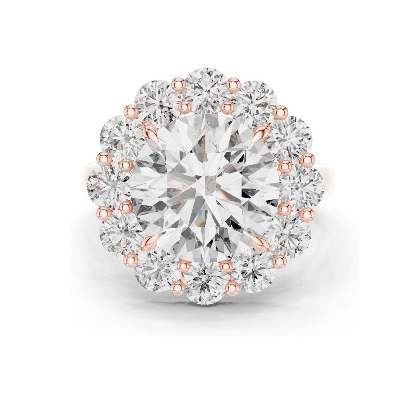 6.58 CT Round Brilliant Lab Diamond Halo Ring for Women | VVS-VS EF Clarity | 18KT, 14KT, 10KT Gold & 925 Silver | Rose, Yellow, White Gold & Moissanite Options