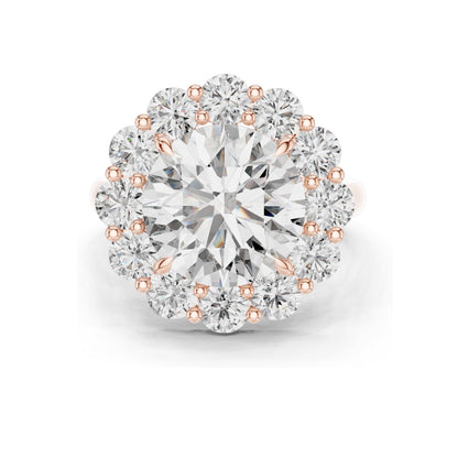 6.58 CT Round Brilliant Lab Diamond Halo Ring for Women | VVS-VS EF Clarity | 18KT, 14KT, 10KT Gold & 925 Silver | Rose, Yellow, White Gold & Moissanite Options