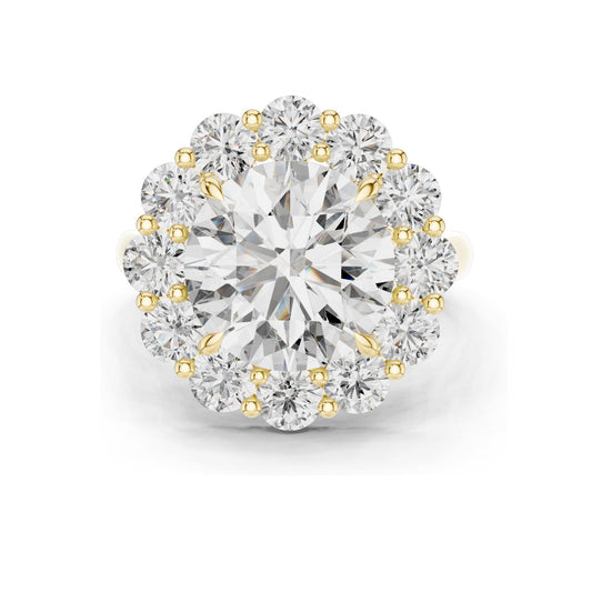 6.58 CT Round Brilliant Lab Diamond Halo Ring for Women | VVS-VS EF Clarity | 18KT, 14KT, 10KT Gold & 925 Silver | Rose, Yellow, White Gold & Moissanite Options