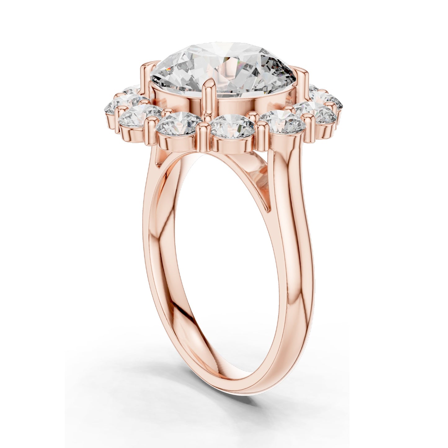 6.58 CT Round Brilliant Lab Diamond Halo Ring for Women | VVS-VS EF Clarity | 18KT, 14KT, 10KT Gold & 925 Silver | Rose, Yellow, White Gold & Moissanite Options